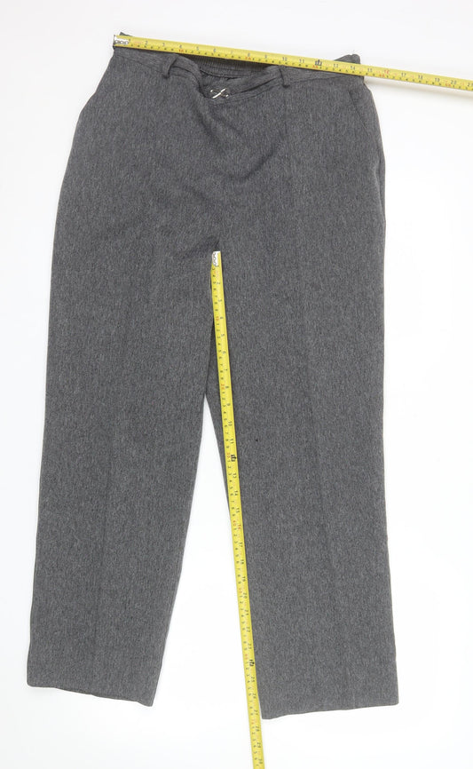 Marks and Spencer Womens Grey Size 14 Polyester Straight Leg Trousers