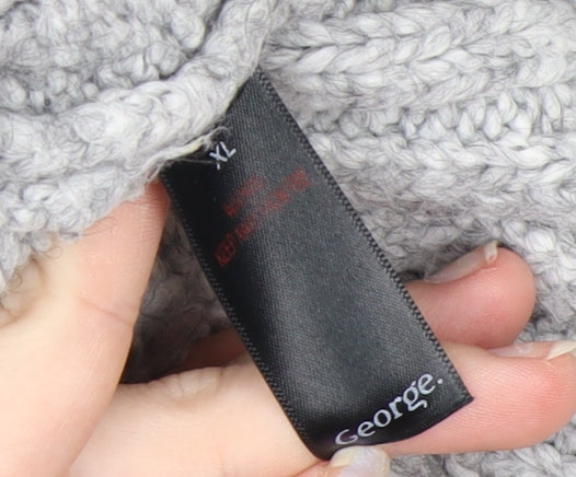 George Women’s Grey Cable-Knit Mock Neck Pullover Jumper XL