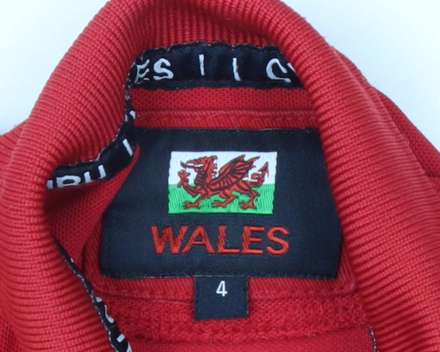 Wales Boys Red Polo Shirt 4 Years Embroidered Welsh Dragon Sports Top
