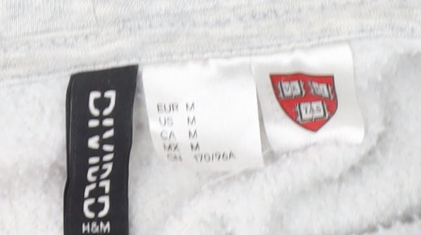 H&M Divided Women Grey Harvard Full Zip Hoodie Size 12 Cotton Blend