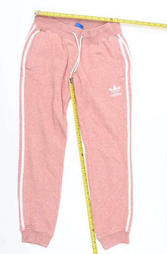 Adidas Womens Pink Joggers Sweatpants Size 10 Drawstring Comfort