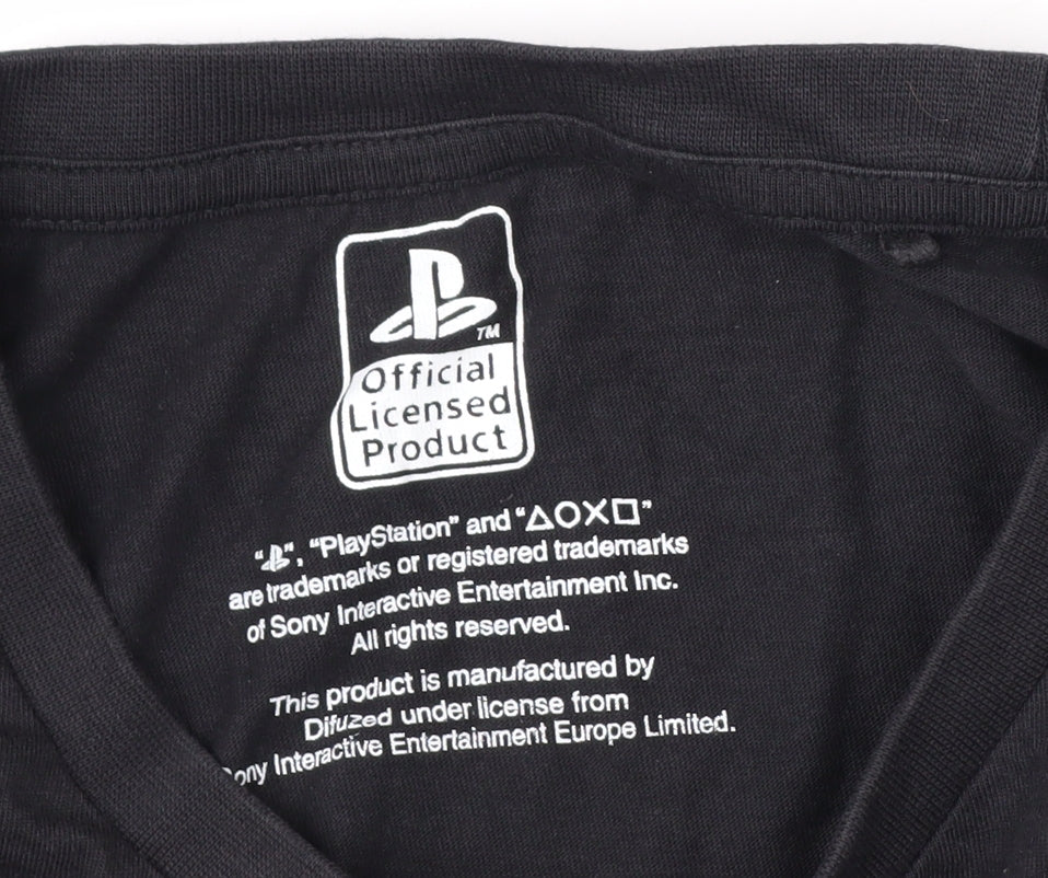 Tu Men's Black PlayStation Graphic T-Shirt L Regular Fit Cotton