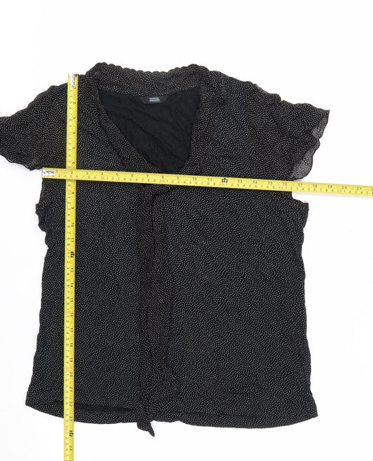 Marks and Spencer Womens Black Polka Dot Viscose Blouse UK 16 Wrap Style
