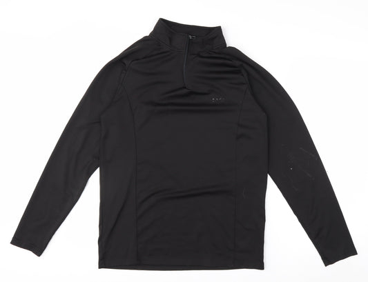 boohooMAN Men’s Black Slim Fit 1/4 Zip Long Sleeve Activewear Top M
