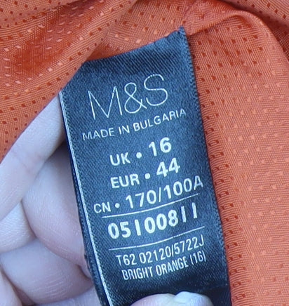 Marks and Spencer Women’s Orange Long Wool Blend Overcoat Size 16