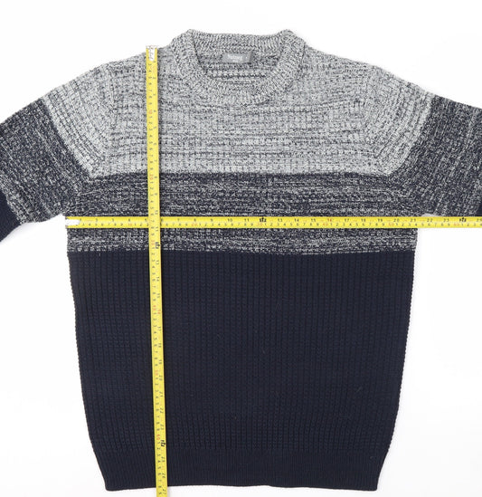 Nutmeg Men Blue Chunky Knit Crew Neck Pullover Jumper Size M