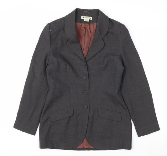 Monsoon Women Grey Wool Blend Suit Jacket UK 10 Classic Tailored Blazer