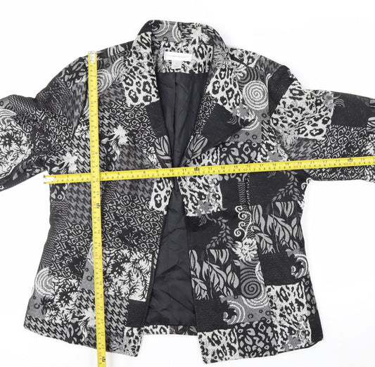 Christopher & Banks Women's Black Patchwork Jacquard Blazer M