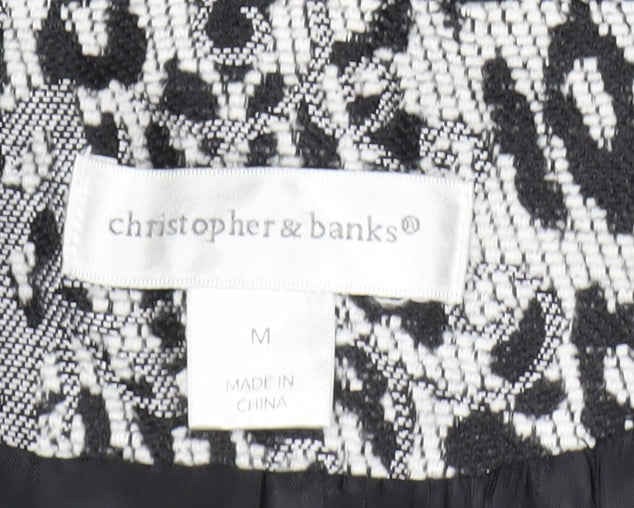 Christopher & Banks Women's Black Patchwork Jacquard Blazer M