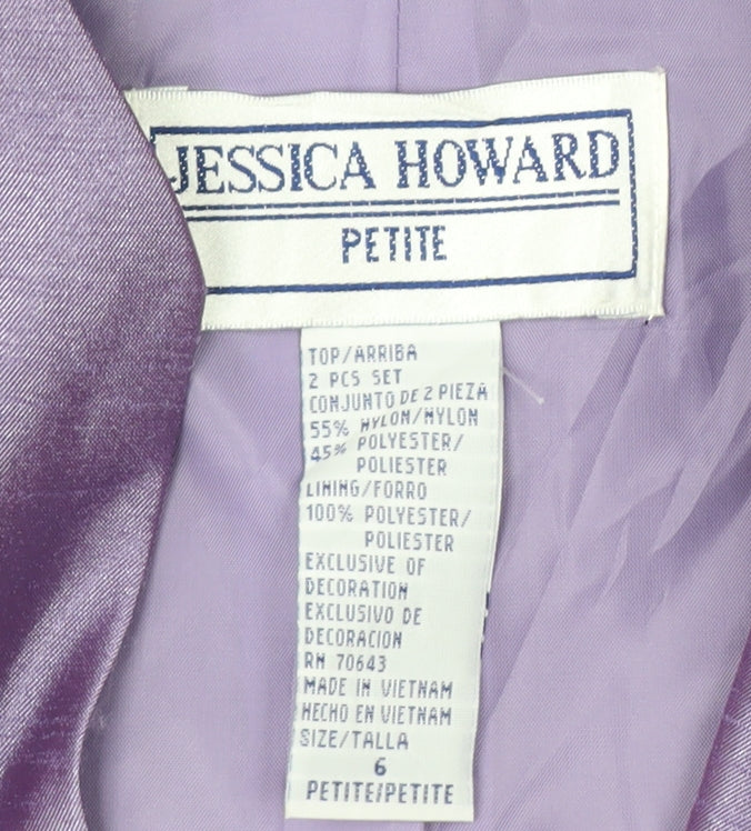 Jessica Howard Petite Purple Floral Embroidered Suit Jacket Size 6