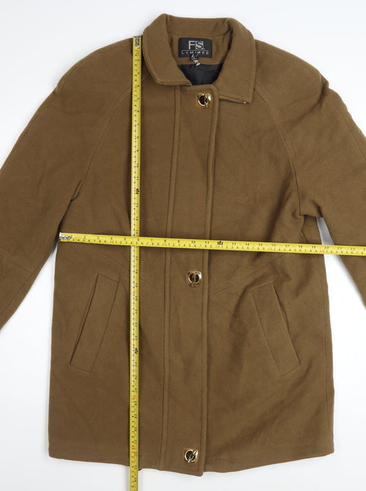 FS Limited Women's Brown Wool Mid-Length Overcoat Size S