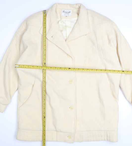 Ferncroft Women Ivory Wool Blend Coat Size 10 Vintage Classic Overcoat