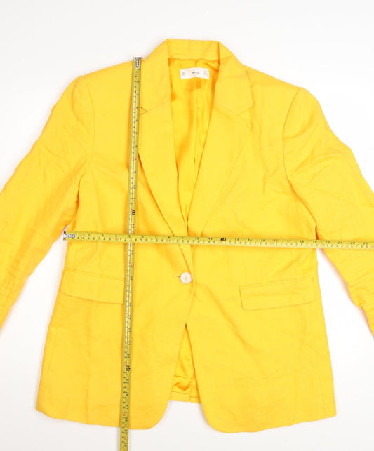Mango Women's Yellow Linen Blazer Size 16 Regular Fit