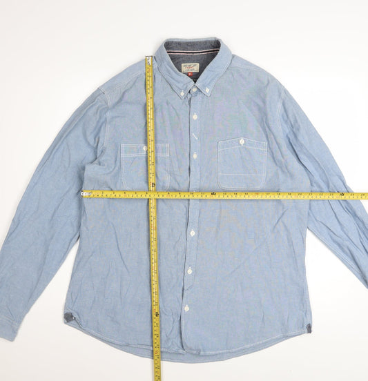 Next Men’s Blue Cotton Button-Down Long Sleeve Casual Shirt XL