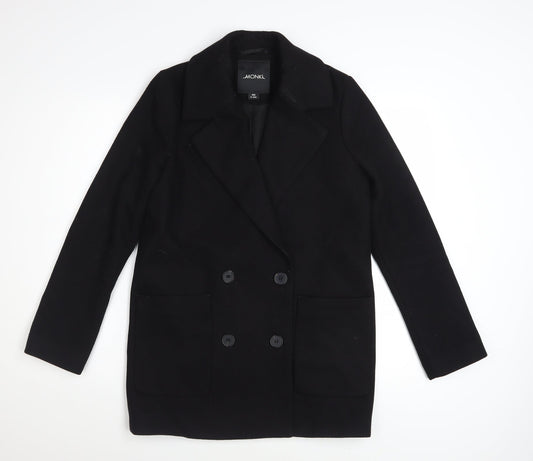 Monki Womens Black Wool Blend Pea Coat XXS Regular Fit