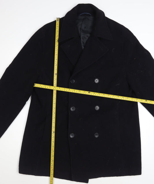 Burton Men Black Wool Cashmere Blend Pea Coat L Classic Fit