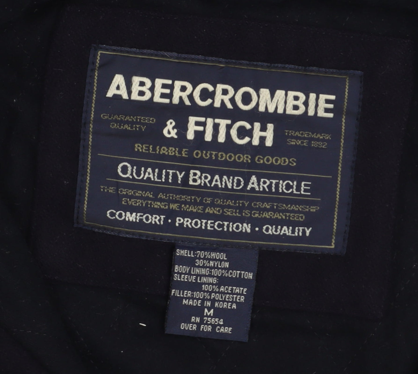 Abercrombie & Fitch Men's Black Wool Blend Hooded Parka Jacket M