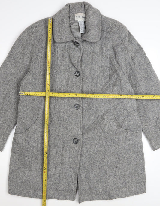 Cabin Creek Women's Grey Wool Blend Mid-Length Coat Size 12 Button Front