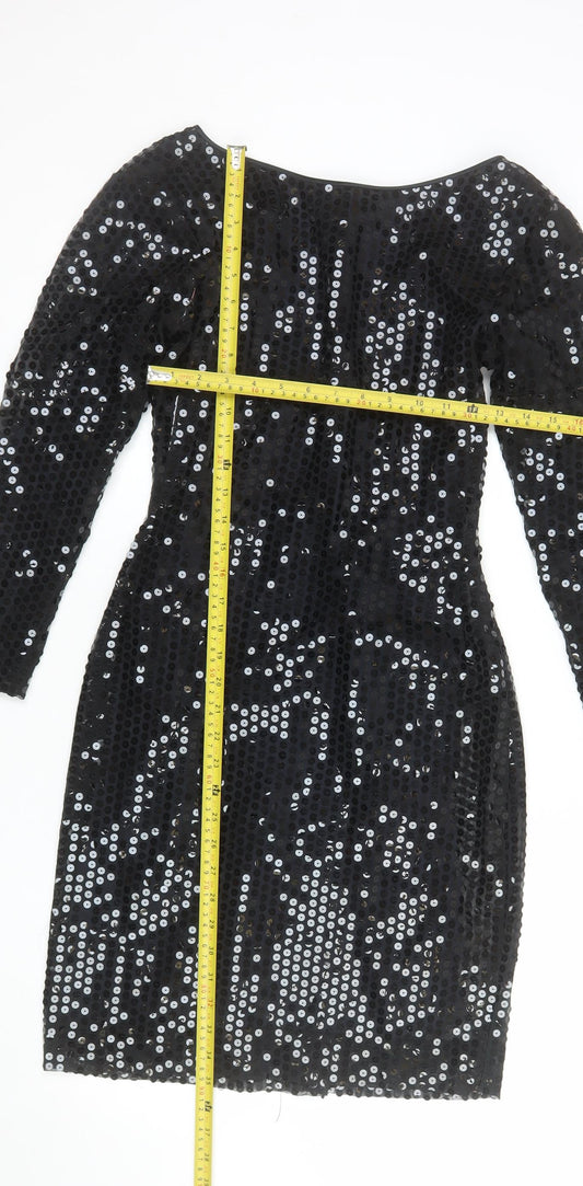 Icinoo Women's Black Sequin Bodycon Party Dress Size 8