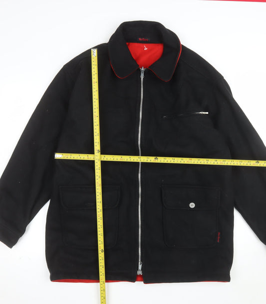 Marlboro Mens Black Wool Zip Jacket S Western Workwear Vintage