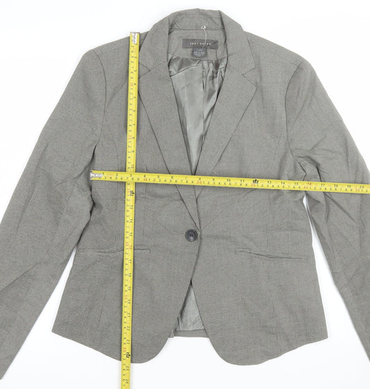 Suzy Shier Women's Grey Houndstooth Tailored Blazer Size 14