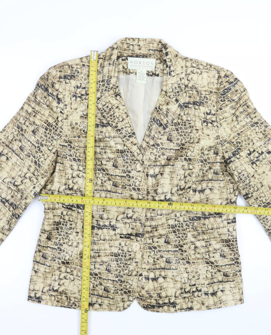Norton McNaughton Women's Beige Animal Print Polyester Blazer Size 8