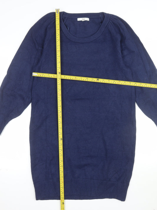 Next Women Blue Knit Jumper Dress Size 14 Long Sleeve Crew Neck
