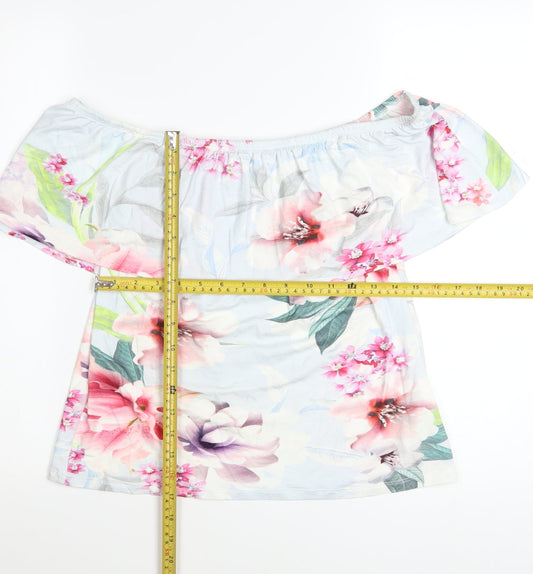 Lipsy London Women's Floral Off Shoulder Top UK 16 Viscose Blend