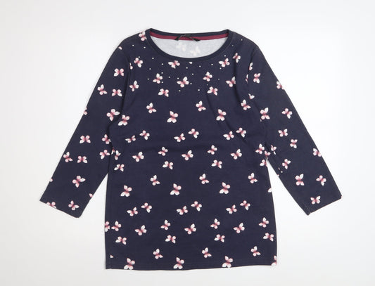 Bonmarché Women’s Blue Floral Beaded 3/4 Sleeve T-Shirt Size 14