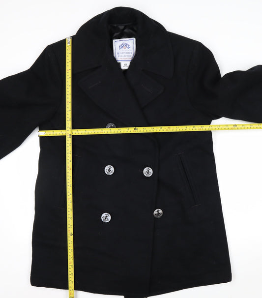 DSCP Quarterdeck Collection Mens Black 40R Pea Coat Wool Blend Classic Style