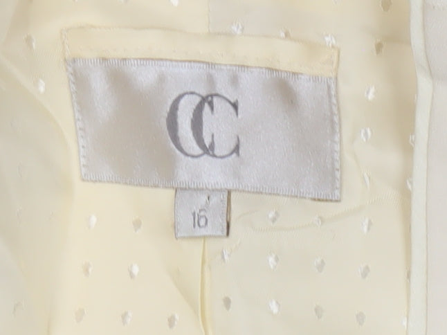 CC Women’s Ivory Silk Linen Blazer Size 16 Shawl Collar One Button