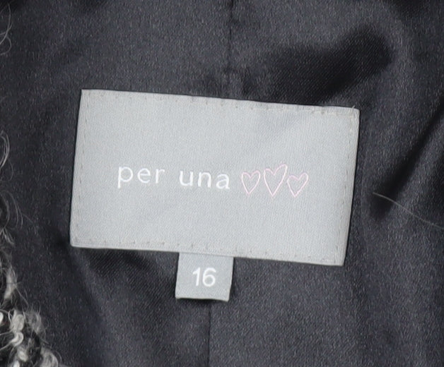 Marks and Spencer Per Una Women Grey Wool Blend Button Coat Size 16