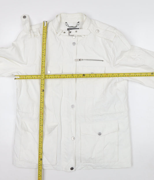 Mint Velvet Women's White Size 14 Military Jacket Cotton Blend