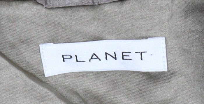 Planet Womens Beige Linen-Blend Single-Breasted Blazer Jacket Size 12