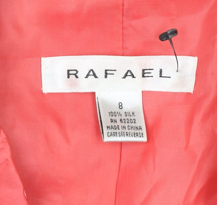 Rafael Women Pink Silk Floral Embroidered Suit Jacket Size 8
