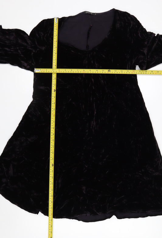 Grizas Women's Black Velvet A-Line Knee Length Dress S