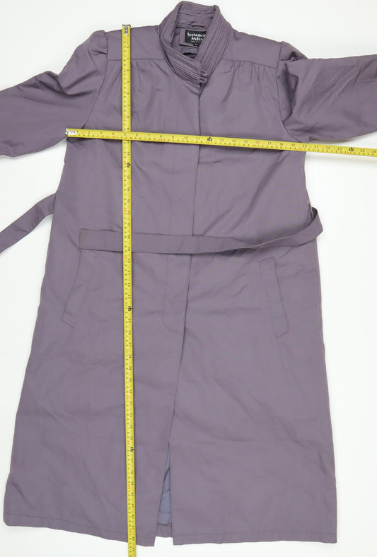 Sophisticate Miss Women’s Purple Belted Trench Coat Size 12 Long Sleeve