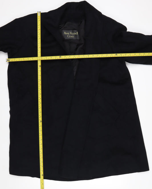 Anne Klein Women’s Black Wool Long Overcoat Size 12 Lined Classic