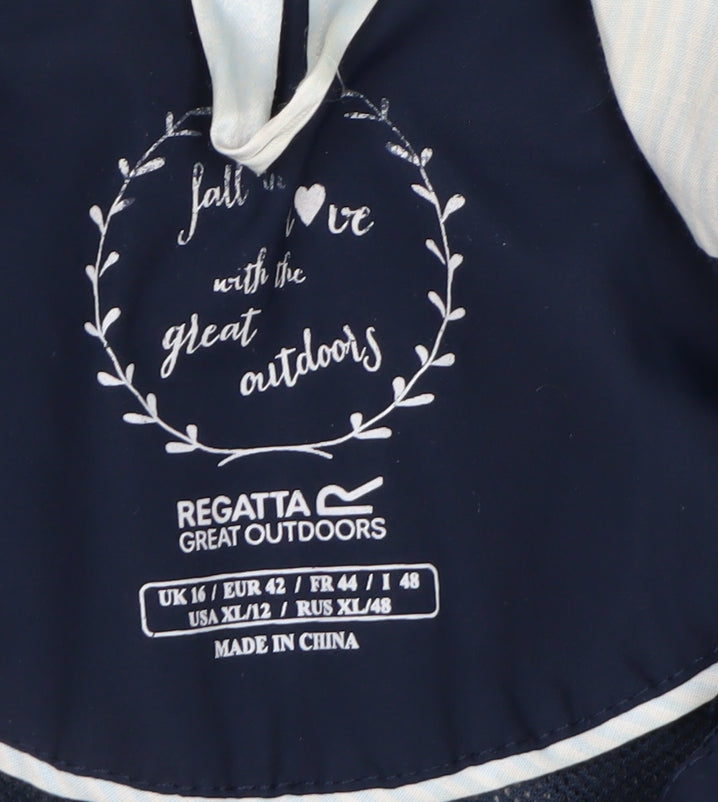 Regatta Women's Blue Waterproof Hooded Rain Jacket Size 16
