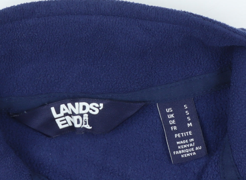 Lands' End Women's Blue Fleece Full Zip Petite Jacket Size S