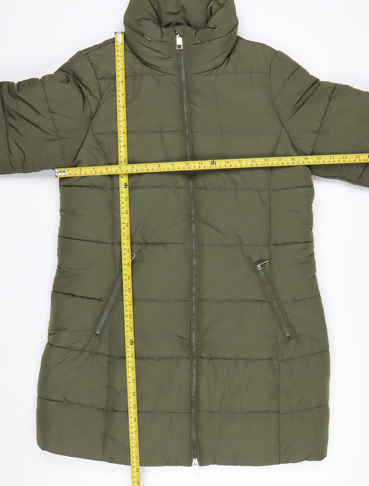 Marks and Spencer Women's Green Long Puffer Coat Size 14
