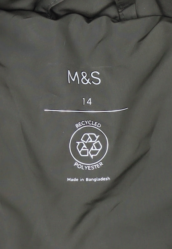 Marks and Spencer Women's Green Long Puffer Coat Size 14