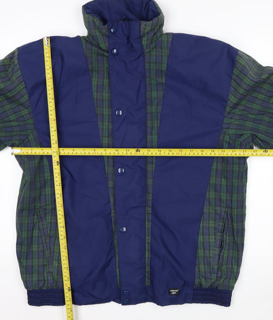 Dunbar Men’s Blue Check Waterproof Rain Jacket Size M Outdoor