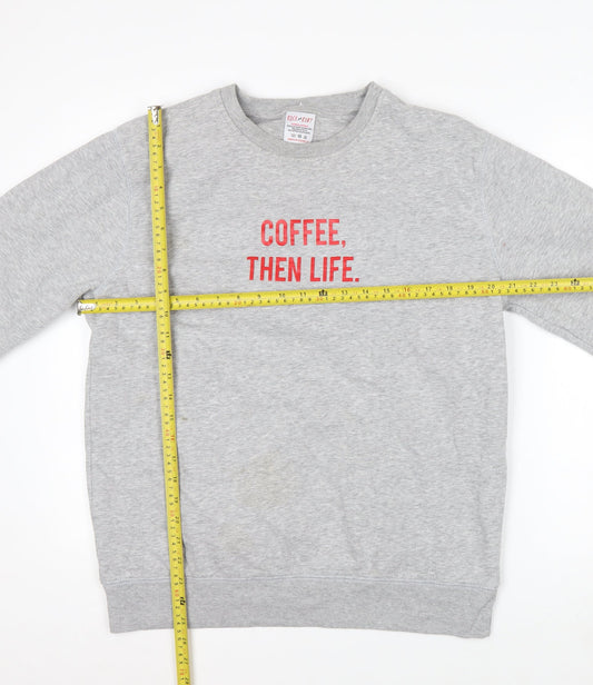 Rock On Ruby Unisex Grey L Pullover Sweatshirt Coffee Quote