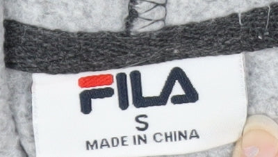FILA Men’s Grey Pullover Hoodie S Logo Fleece Sports Casual