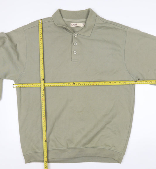 EWM Men’s Green Collared Henley Sweatshirt Size M