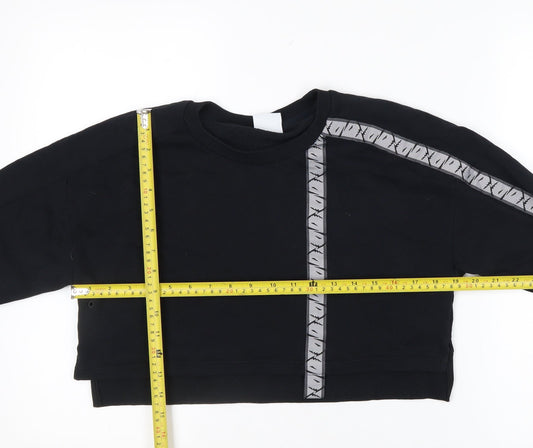 Gymshark Women Black Small Cropped Crew Neck Sweatshirt
