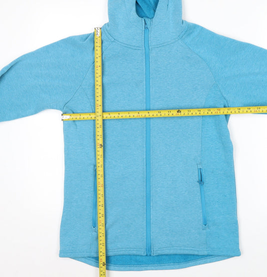 Mountain Warehouse Women Blue Full Zip Hooded Fleece Jacket UK 10