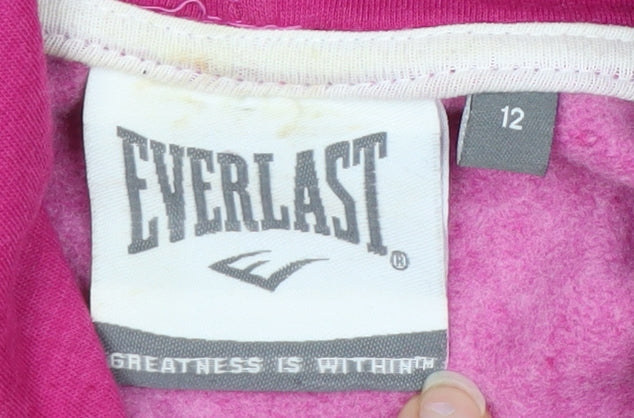Everlast Womens Pink Pullover Hoodie Size 12 Cotton Blend Casual