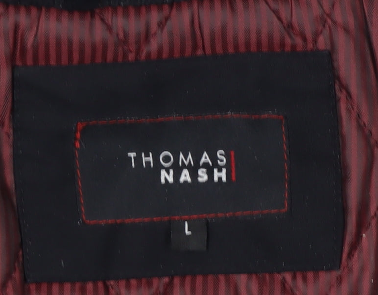 Thomas Nash Men's Black L Parka Jacket Lined Mid-Length Cotton Blend
